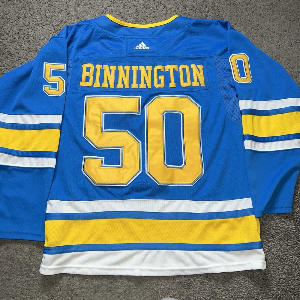 Jordan Binnington St. Louis Blues 2019 Stanley Cup Champions Adidas Jersey Sz 50